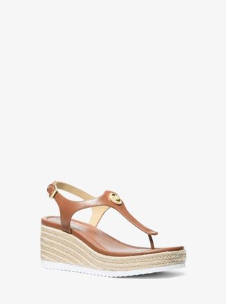 Michael Kors Val Leather Thong Wedge Sandal