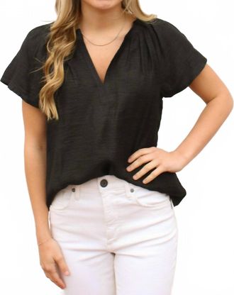 Current Air Linen Blend Top In Black