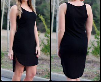 Honey Punch Knit Tank Dress / Cover Up In Black