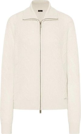 Kiton Luxe Gebreide Bomberjack - Dames - Vesten - Wit - S - Kasjmier - Truien & Vesten