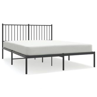 Berkfield Home Metal Bed Frame with Headboard Black 140x190 cm