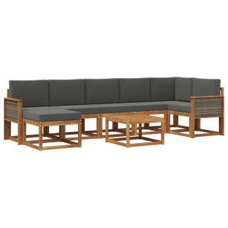 vidaXL Conjunto De Sof&aacute;s De Exterior 8 Pcs Natural Y Antracita Vidaxl
