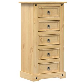 vidaXL Vidaxl - Mesita De Noche Corona Madera Maciza De Pino 53x39x103 Cm