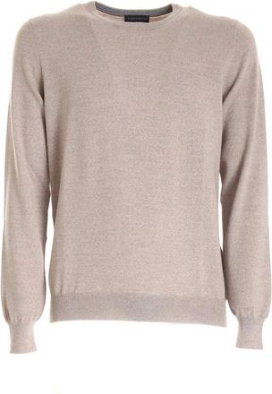 Paolo Fiorillo Trui met ronde hals - Heren - Ronde hals truien - Beige - 3XL - Wol - Truien & Vesten