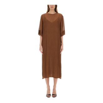 Alysi Midi Dresses, female, Brown, Size: XS Creponne Pinstripes Dress