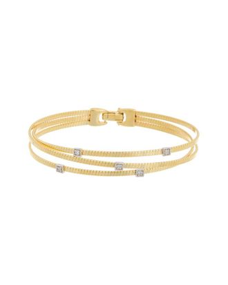 Meshmerise 18K Over Silver 0.05 Ct. Tw. Diamond Goose Bangle Bracelet