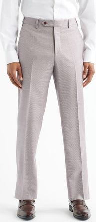 Zanella Devon Flat Front Plaid Wool Dress Pants in Red at Nordstrom, Size 32