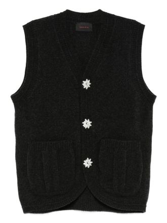 Simone Rocha floral-button vest - men - Polyamide/Merino/Elastane - M - Grey