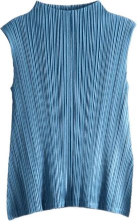 Issey Miyake Canotta plissettata - - Tops - Donna - Blu - L