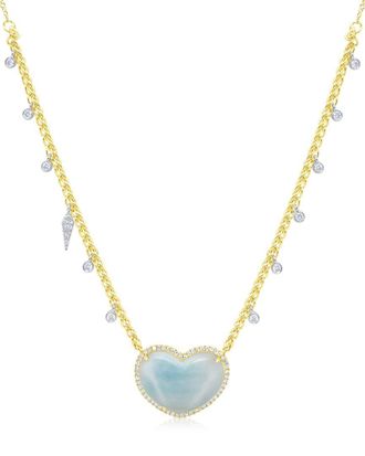 Meira T 14K 6.92 ct. tw. Diamond & Larimar Larimar Heart Necklace