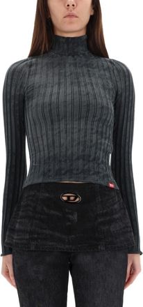 Diesel Grey Stripes Mock Collar Top