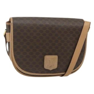 Celine Pre-owned Cross Body Bags, female, Brown, Size: ONE SIZE Pre-owned Macadam Canvas Shoulder Bag