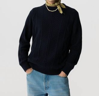 Guest In Residence Allday Cable Crew Sweater In Midnight