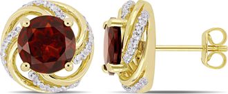 Mimi & Max 4 1/3 CT TGW Garnet and White Topaz Swirl Stud Earrings in Yellow Plated Sterling Silver
