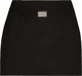 Dolce & Gabbana Logo-plaque high-waisted miniskirt