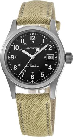 Hamilton Khaki Field Mechanical Black Dial Fabric Strap Mens Watch H69439933