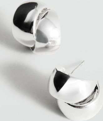 Mango Orecchini geometrici rilievo argento - Donna - Taglia unica - MANGO