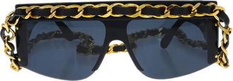 Chanel 1990-2000s zonnebril met schakelketting - Zwart