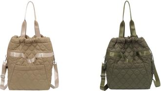 Generic Women Nylon Quilted Crossbody Bag Adjustable Strap for Outings Commuting(Coffee)