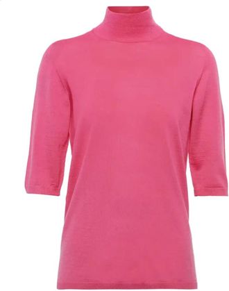 Max Mara Truien & Vesten, Dames, Roze, L, Wol, Fuchsia Coltrui Trui Ellebooglengte Mouwen
