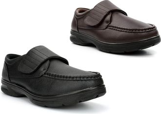 Generic Mens Wide Fit Shoes Tony Shoes Mens Touch Fastening Shoes Mens Wide Shoes Mens Comfort Shoes Mens Casual Shoes Black/Brown 7 UK