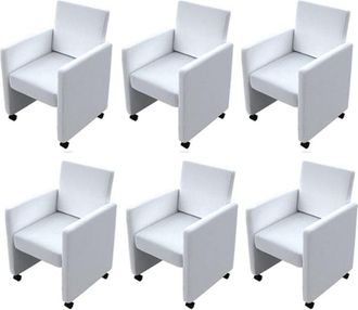 vidaXL Vidaxl - Sillas De Comedor 6 Uds Cuero Sint&eacute;tico Blanco