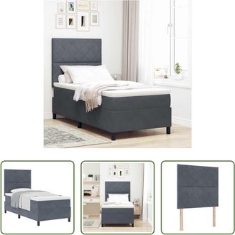 vidaXL Vidaxl Cama Tipo Box Spring Gris Oscuro 100 X 200 Cm Terciopelo