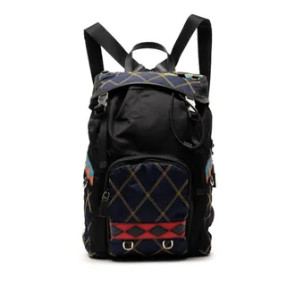 Prada Black Multi-Color Nylon Leather Backpack (Pre-Owned)
