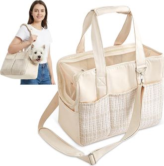 No Brand Bolsa De Transporte - Perros Peque&ntilde;os Y Gatos - Bolso De Hombro Plegable Con Compartimentos - Correa De Seguridad Y Coj&iacute;n Extra&iacute;ble - Ideal