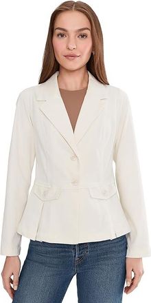 Liverpool L.A. Stretch Twill Peplum Blazer Womens Jacket Whipped Cream : MD, Cotton/Elastane/Polyester