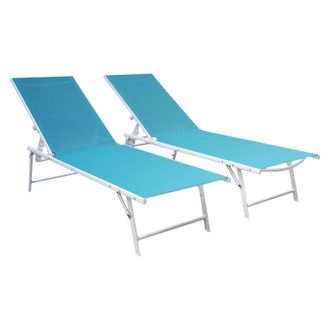 Happy Garden Happy Garden - Lote De 2 Tumbonas Plegables Sicilia De Textileno Azul Estructura Blanca