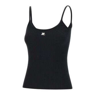 Courr&egrave;ges Dames, Tops, Zwart, Maat: M Viscose