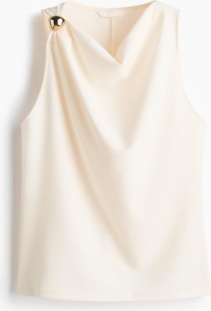 H&M Jerseytop mit Wasserfallausschnitt - White
