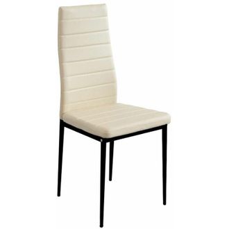 Home Heavenly Pack 4 sillas comedor cocina leiden, silla tapizada polipiel acolchado lineal y patas metálicas. 98,5x40x5015 c Color: Beige - Negro - Home Heavenly