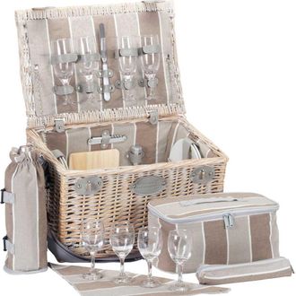 Les Jardins de la Comtesse Cesta de picnic de mimbre Polo-Club beige 4 personas