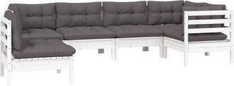 vidaXL Vidaxl - Muebles De Jard&iacute;n 6 Pzas Con Cojines Blanco Madera De Pino