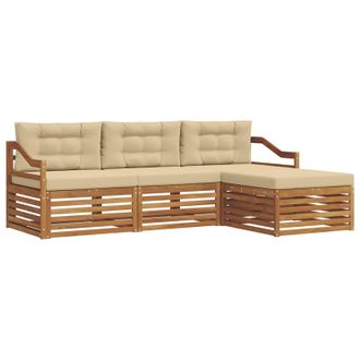 vidaXL Conjunto De Sof&aacute;s De Exterior Con Coj&iacute;n Natural Y Beige Vidaxl