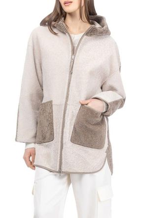 Gorski Textured Genuine Shearling Parka in Beige/taupe at Nordstrom, Size X-Large