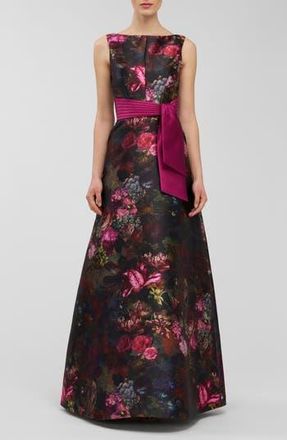 Kay Unger Nicoletta Floral Sleeveless A-Line Gown in Mulberry Multi at Nordstrom Rack, Size 10