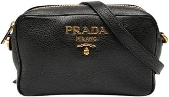 Prada Pre-owned Cross Body Bags, female, Black, Size: ONE SIZE Pre-owned Leather Cross Body Bag
