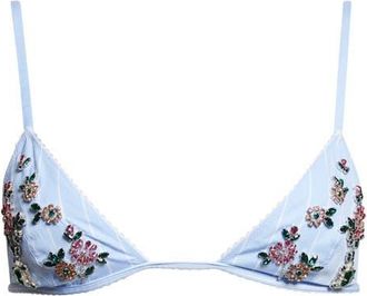 Dolce & Gabbana Stripe Embellished Poplin Soft Cup Triangle Bra in S8051 at Nordstrom, Size 3