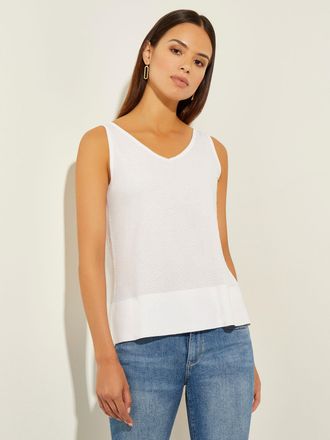 Misook V-Neck Soft Knit Tank Top, White