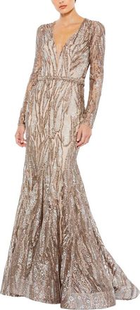 Mac Duggal Embellished Plunge Neck Trumpet Gown