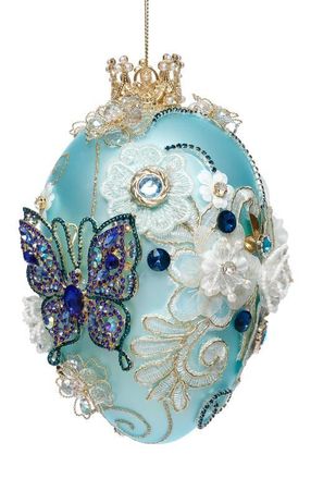 Mark Roberts Faberge Jewel Egg Ornament, Turquoise in Sky Blue at Nordstrom
