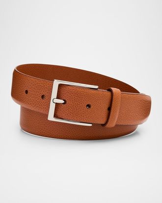 Simonnot Godard Mens Galuchat Grained Leather Belt, 35mm