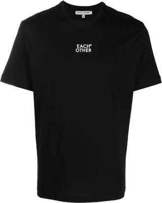Each Other logo-embroidered cotton T-shirt - men - Cotton - 48 - Black