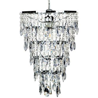 Beliani L&aacute;mpara De Techo Ara&ntilde;a Cascada Metal Plateado 100 Cm Cristal Estilo Glam Entwash