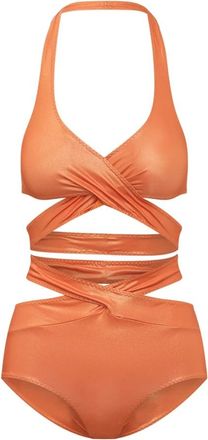 Alessandro Vigilante Glanzende Tech Bikini Set - Dames - Bikinis - Oranje - S - Badmode