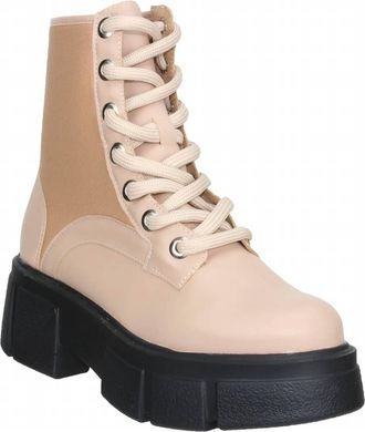 Offline Shoes Womens Block Heel Combat Boots In Nude