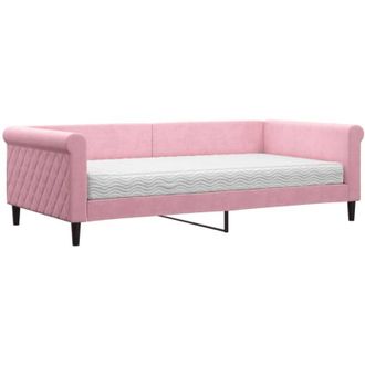 vidaXL Vidaxl - Sof&aacute; Cama Con Colch&oacute;n Terciopelo Rosa 100x200 Cm